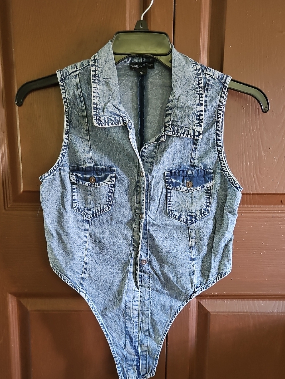 Sleeveless Light Wash Denim Crop Top